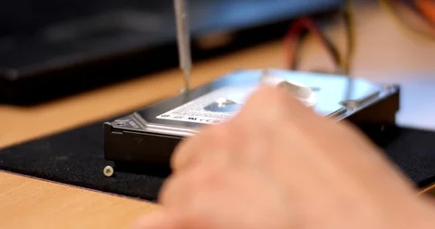 Close ups of an opening computer hard drive Stock Footage 102382704