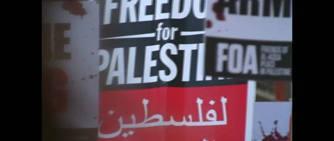 Close ups of Signs at Big March for Gaza on August 9 2014 London UK Stock Footage 144227239