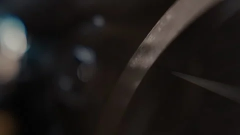 Close ups of a vintage 8MM projector spools moving and playing film Stock Footage 301846020