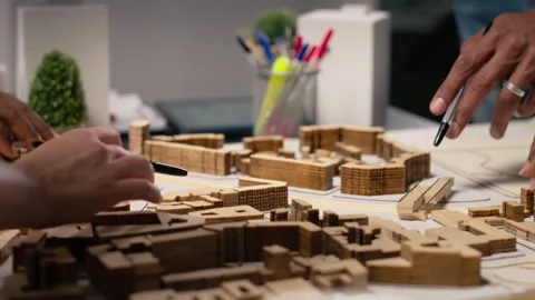 Close up of urban developers showing master plan for residential layout project Stock Footage 316794961