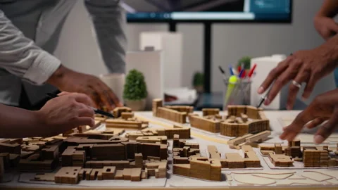 Close up of urban developers showing master plan for residential layout project Stock Footage 316795397