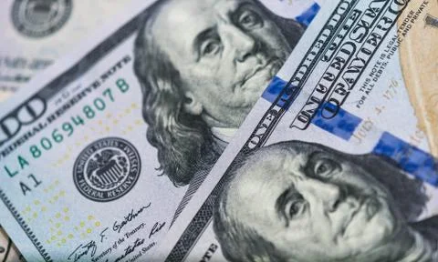 Close up of USA banknotes, 100 us dollar note, 50 us dollar notes, 20 us dollar Stock Photos