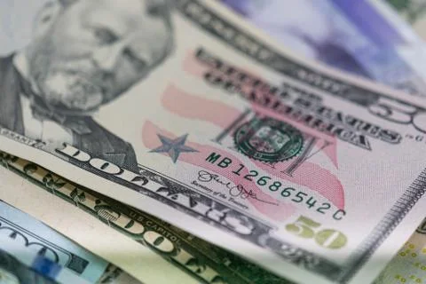 Close up of USA banknotes, 100 us dollar note, 50 us dollar notes, 20 us dollar Stock Photos