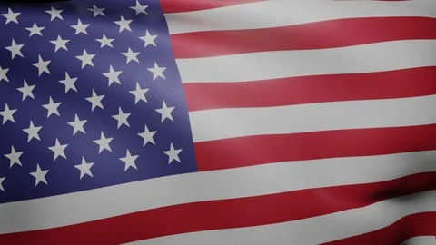 Close up of USA flag waving in wind. Realistic Animation 4K UHD 60FPS Stock Footage 119936393