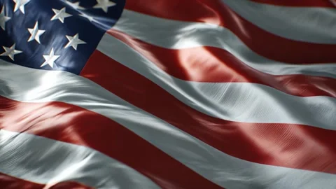 Close-up of the USA flag waving in the wind, showing detailed fabric texture Stock Footage 315554847