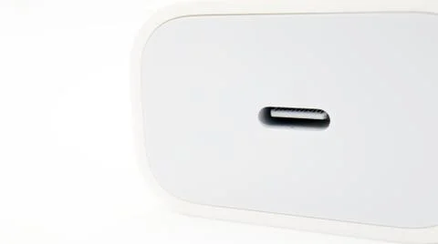 Close up the USB-C connect plug on White Background Stock-Fotos