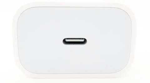 Close up the USB-C connect plug on White Background Stock Photos