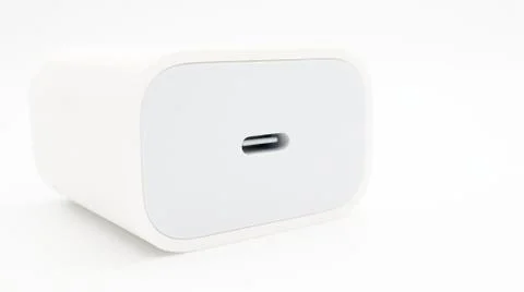 Close up the USB-C connect plug on White Background Stock Photos