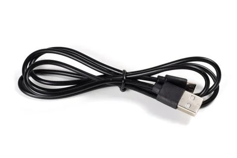 Close-up of a USB cable with standard A and micro-USB standard B connectors.. Stock-Fotos