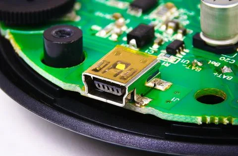 Close up of a USB type B port on electronic circuit board Stock Photos