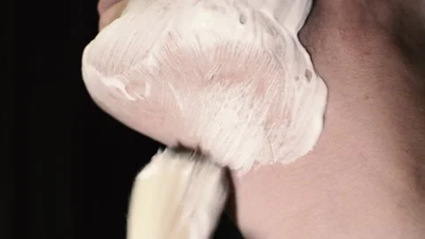 Close up use of shaving foam Stock Footage 132992591