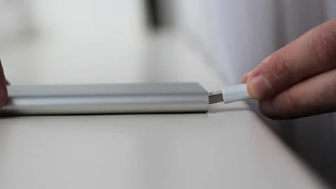 Close-up. use of a usb cable with a powerbank Stock Footage 86191592