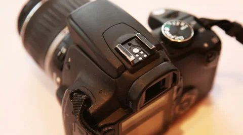 Close up of used photo camera Stock Footage 34254098