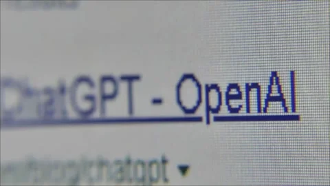 Close up user moves cursor over ChatGPT - OpenAI text; dolly off screen Stock Footage 243486976