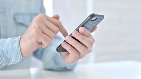 Close-up using internet social media apps at home. Shopping online using Stock-Footage 336249039