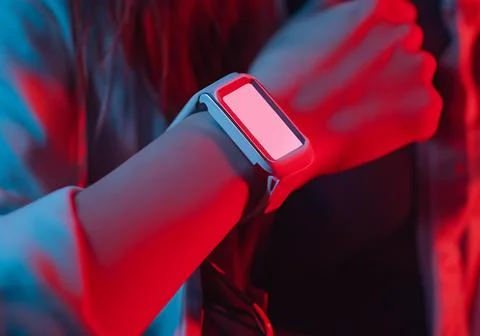 Close up using smart watch Stock Photos