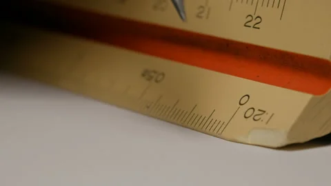 Close up of using a triangular scale rul... | Stock Video | Pond5