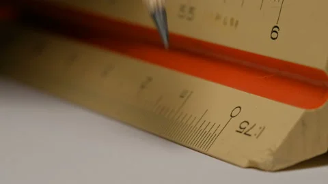 Close up of using a triangular scale rul... | Stock Video | Pond5