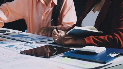 Close up ux developer and ui designer brainstorming about mobile app interf.. Stock Footage 293923301