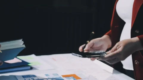 Close up ux developer and ui designer brainstorming about mobile app interf.. Stock Footage 293923471