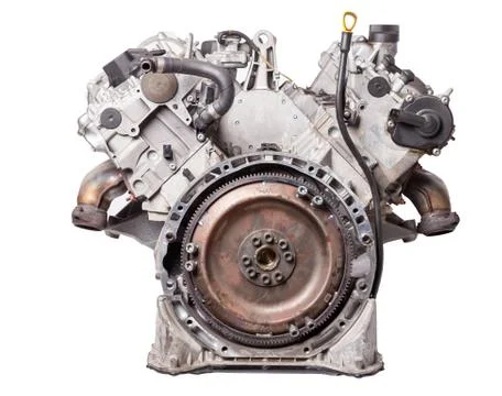 Close Up of V6 engine for the maintenance and repair of a car in a auto servi Stock Photos