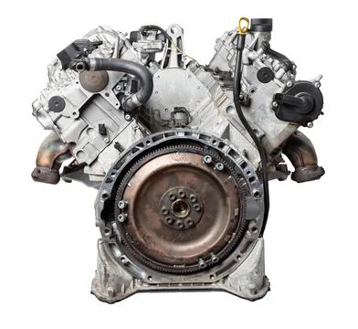 Close Up of V6 engine for the maintenance and repair of a car in a auto servi Stock Photos