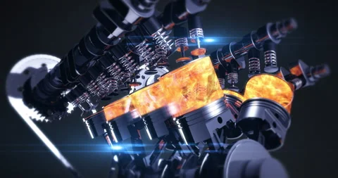 Close-Up of V8 Car Engine Igniting at Fuel Pump. Stock Footage 274900004