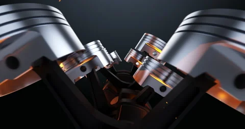 Close Up V8 Engine Animation With Moving Pistons And Crankshaft. Video stock 161421114