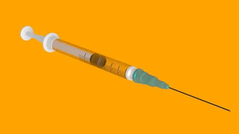 Close Up of Vaccination Needle - Isolated 3D Illustration Animation Stock Footage 144969312