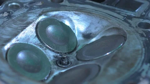 Close up of valve maintenance for engine intake and exhaust systems Video stock 314326373