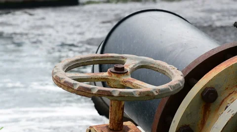 Close valve for water pipe.  Worker outdoors. Stock Footage 66298341