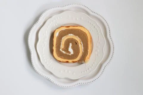 Close up Vanilla Roll Cake Stock Photos