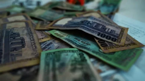 Close-Up of Various Banknotes in Different Currencies, A close-up of variou.. Stock Footage 304961529