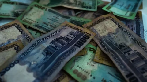 Close-Up of Various Banknotes in Different Currencies, A close-up of variou.. Stockbeeldmateriaal 304961579