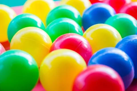 Close-up of various colored balls with blurred background Stock Photos