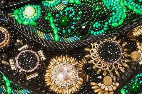 Close up of various hand made stone and metal jewelry Stock Photos