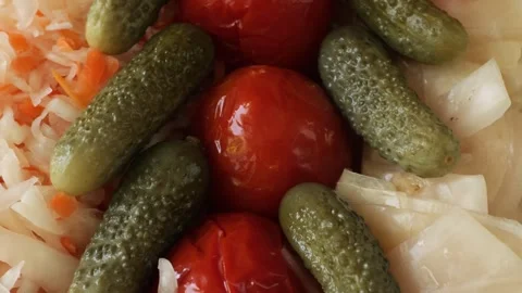 Close up of various pickled vegetables Stock Footage 337011733