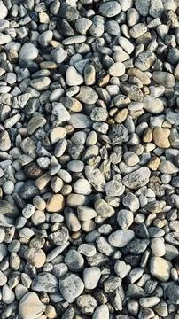 Close-up of various smooth gray pebbles Stock Photos