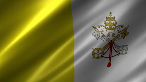 Close up of the Vatican flag blowing in the wind 库存影片 348688914