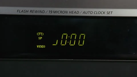 Close up of VCR Display. Play and Rewind. Stock Footage 137457631