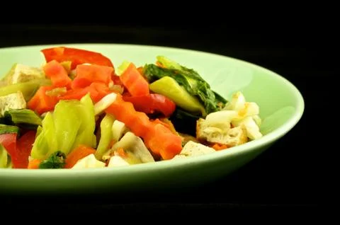 Close up vegetable boiled on black background Stock Photos