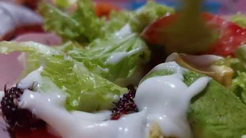 Close up vegetable salad Stockbeeldmateriaal 265044901