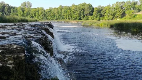 Close up of the Ventas rumba - the widest waterfall in Europe. Stock Footage 105617671