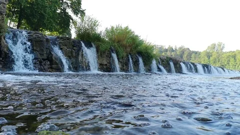Close up of the Ventas rumba - the widest waterfall in Europe. Stock Footage 105617761