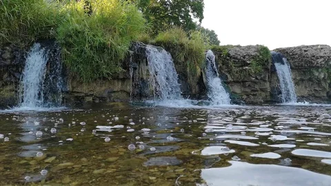 Close up of the Ventas rumba - the widest waterfall in Europe. Stock Footage 105618315