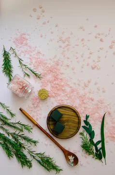 Close-up vertical Flat Lay SPA objects Stock Photos