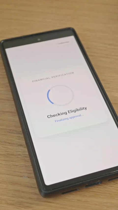 Close-up vertical shot of mobile banking app approving personal loan with Stock Footage 341860581