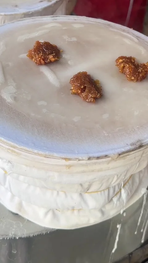 Close-up vertical video of dumpling wrapper with minced filling Stock Footage 322967679