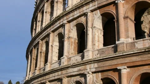 Close-up of vertical view of Colosseum Stock Footage 142138407