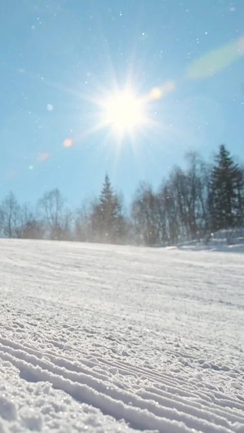 Close up vertical view group of experienced snowboarders snowboard downhill.. Stock Footage 311815268